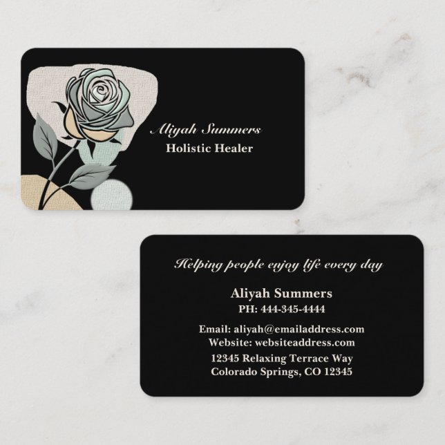 Carte De Visite Boho Artistic Rose Meditative Business Card (Devant / Derrière)