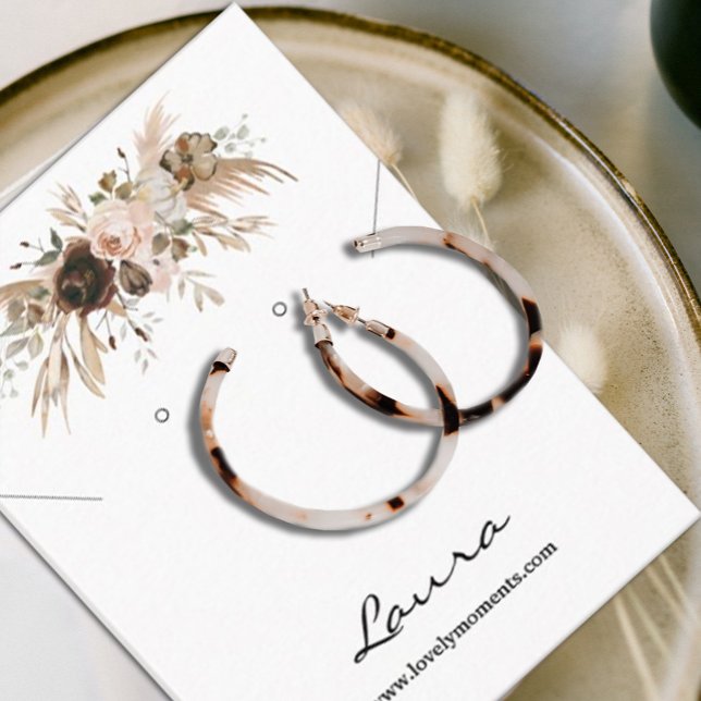 Carte De Visite Boho Automne Citrouille Écouter (#zazzlemade #falldisplaycard #fallfloral #whitepumpkin #autumncard)