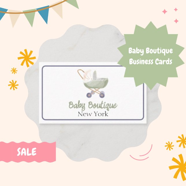 Carte De Visite Boho Baby Carriage Boutique New York (Baby Boutique Business Cards)
