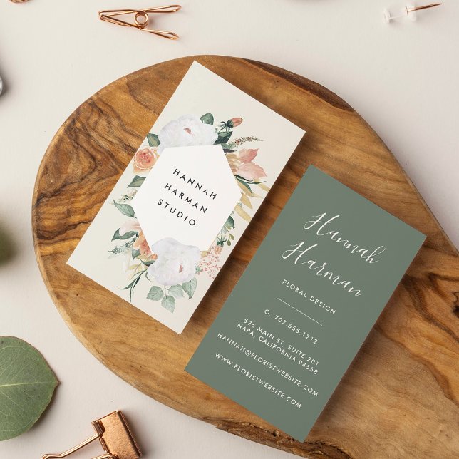 Carte De Visite Boho Blooms aquarelle géométrique Floral (Créateur téléchargé)