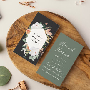 Carte De Visite Boho Blooms aquarelle géométrique Floral