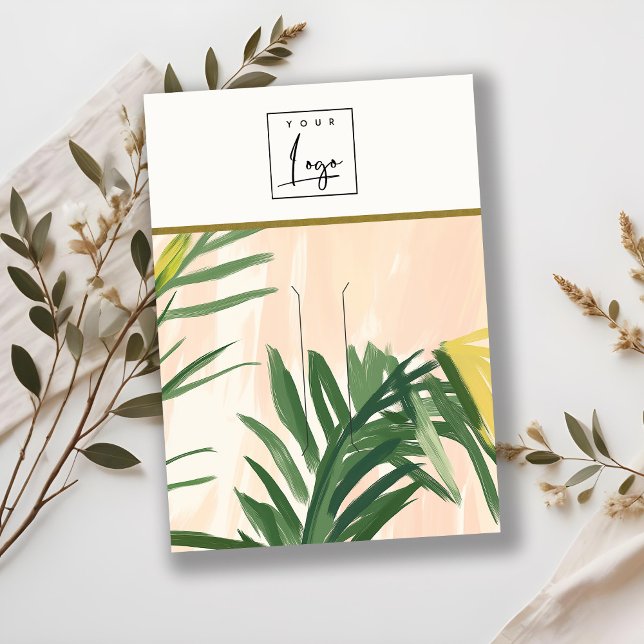Carte De Visite Boho Blush Green Tropical Palm Feuille Hairpin Log (Créateur téléchargé)