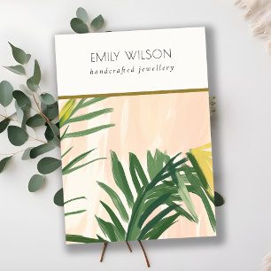 Carte De Visite Boho Blush Tropical Palm Leaf Blank Porte-Bijoux