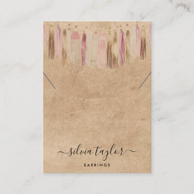 Carte De Visite Boho Bohemian Craft Papier à oreille étendoir coll (Devant)