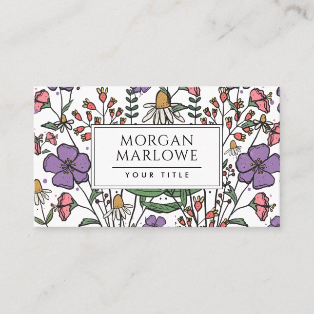 Carte De Visite Boho Botanique Fleur de Fleuriste  (Devant)
