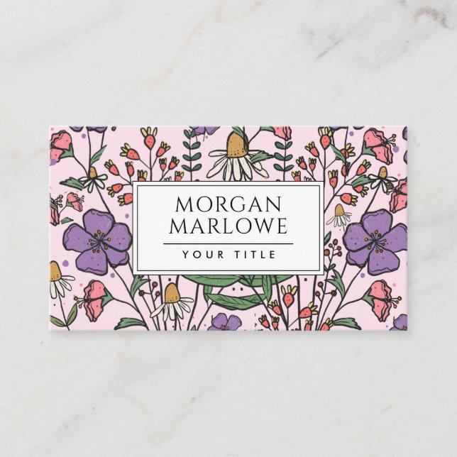 Carte De Visite Boho Botanique Fleur sauvage Botanique Floral (Devant)