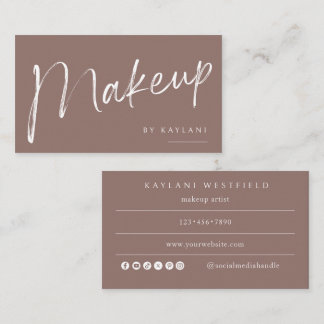 Carte De Visite Boho Brushed Makeup Business Card Beauty Artist