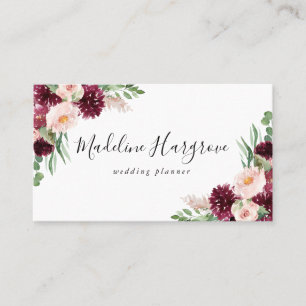 Carte De Visite Boho Burgundy & Blush Floral