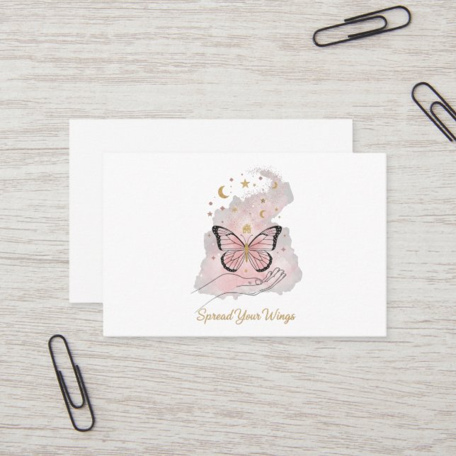 Carte De Visite Boho Butterfly "Spread Your Wings" Greeting Card (Devant/Arrière en situation)