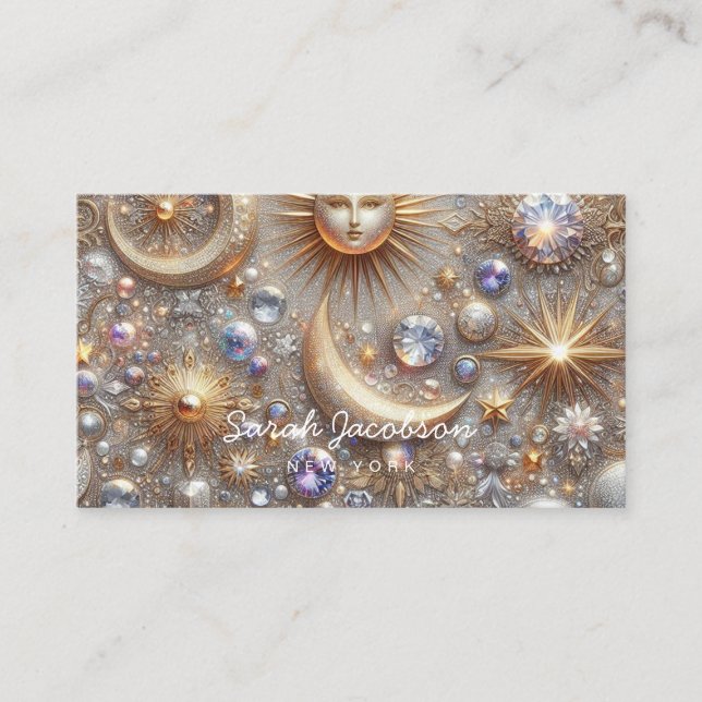 Carte De Visite Boho Celestial Business Card – Cosmic Night Sky (Devant)