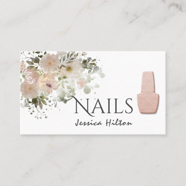 Carte De Visite Boho chic élégant couleur rose douce aquarelle clo (Devant)