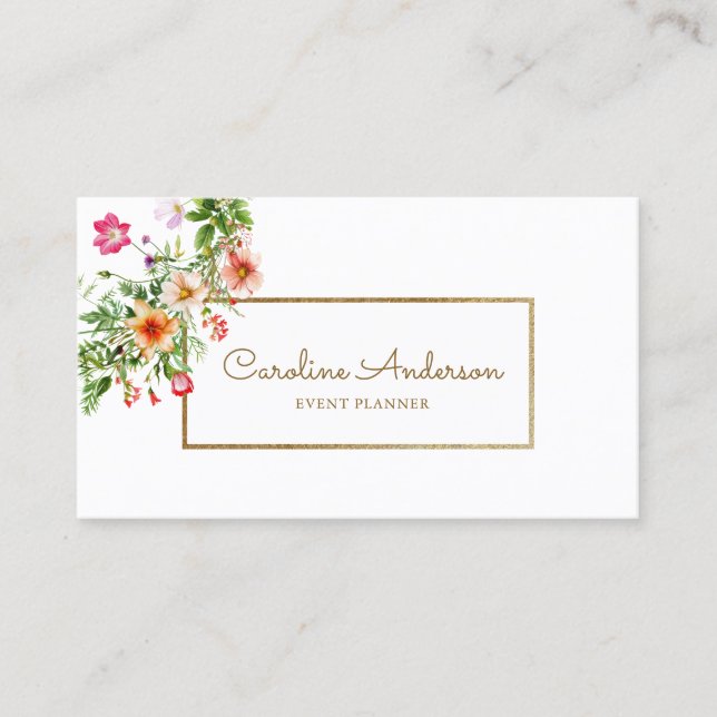 Carte de visite Boho Chic Floral Event Planner (Devant)