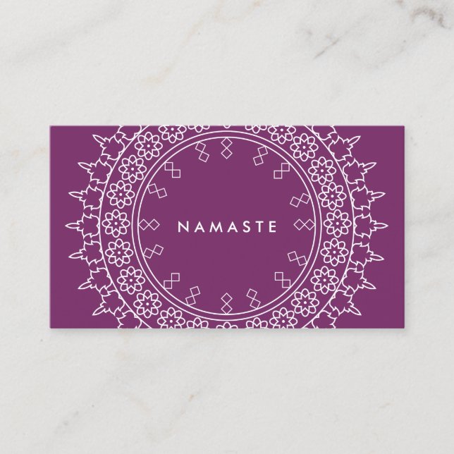 Carte De Visite Boho Chic Mandala Namaste Yoga Purple (Devant)