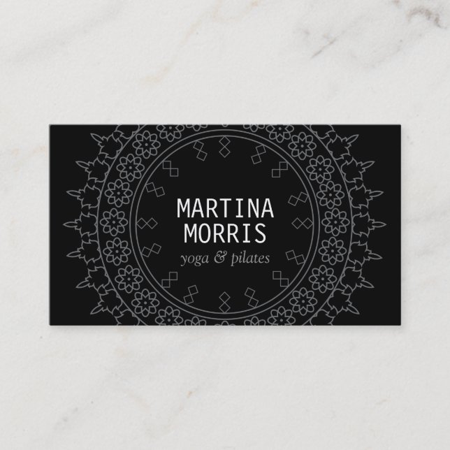 Carte De Visite Boho Chic Mandala noir/gris (Devant)