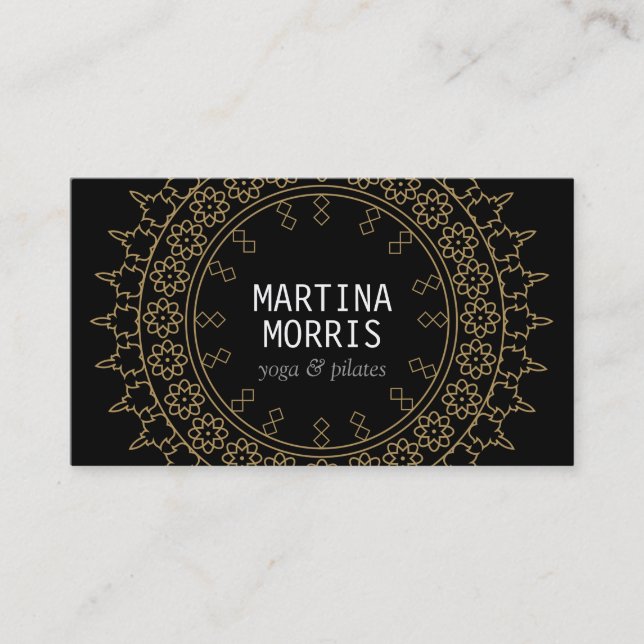 Carte De Visite Boho Chic Mandala Noir/Or (Devant)