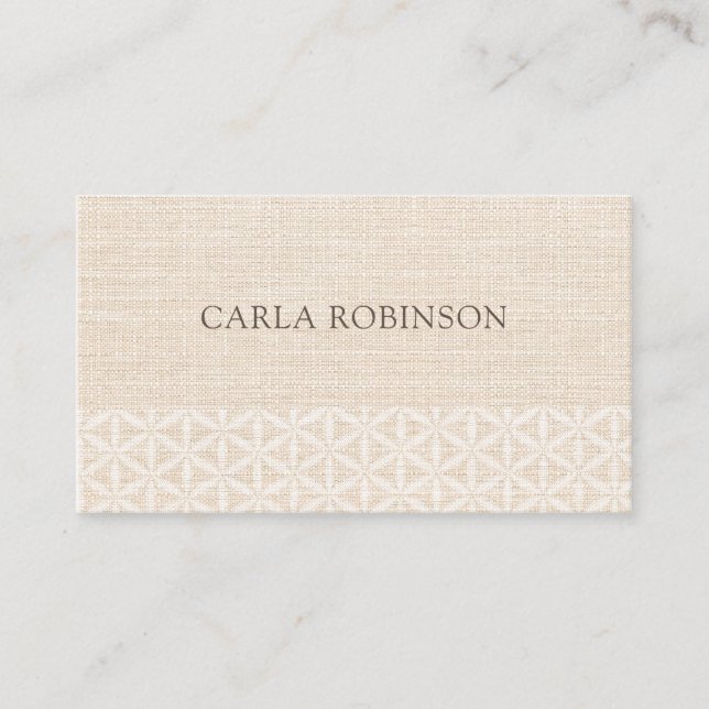 Carte De Visite Boho chic naturel, Beige & Blanc, Fleur de vie (Devant)