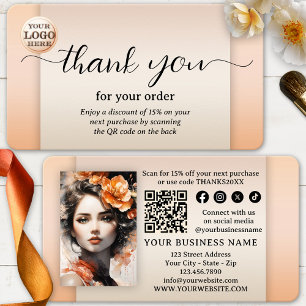 Carte De Visite Boho Chic Photo Merci pour votre commande