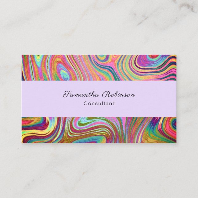 Carte De Visite Boho Chic Rainbow Lavender Swirling Abstrait (Devant)