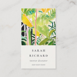 Carte De Visite Boho Chic Vert Feuillage Tropical Botanique