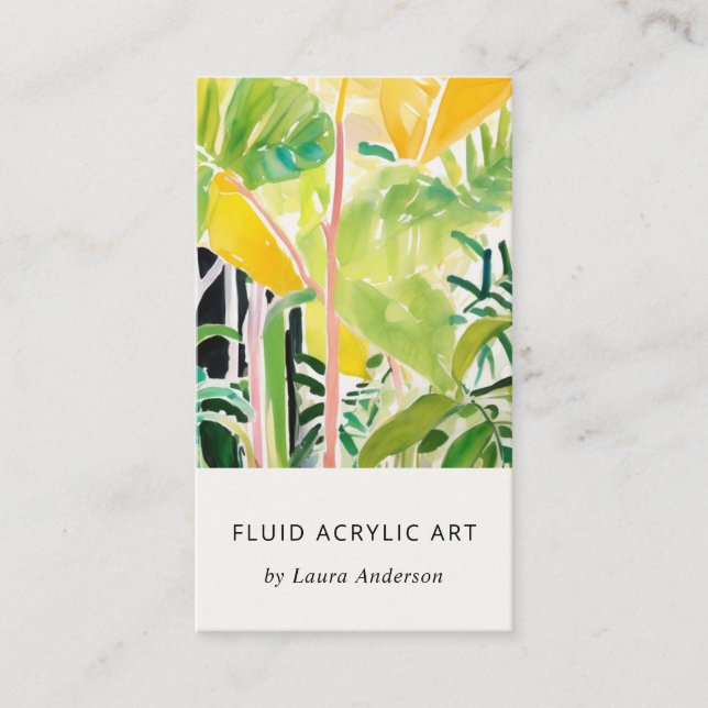 Carte De Visite Boho Chic Vert Feuillage Tropical Botanique (Devant)