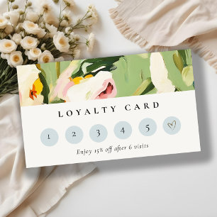 Carte De Visite Boho Chic Vert Rose Peint Loyalité Florale