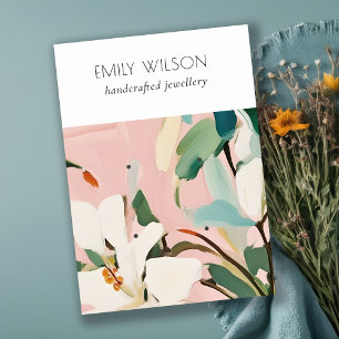 Carte De Visite Boho Colorful rose Turquoise peint Floral 2 oreill