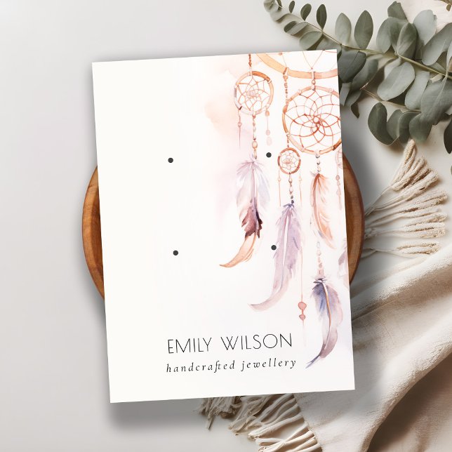 Carte De Visite Boho Dreamcatcher Aquarelle 2 Écran d'oreille (Créateur téléchargé)