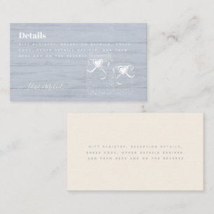 Carte De Visite BOHO Dusty Blue Driftwood Mason Jars Mariage