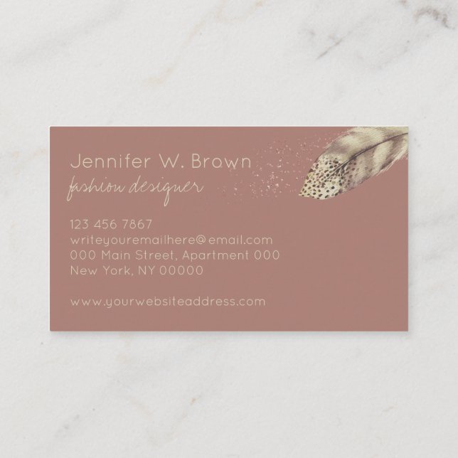 Carte De Visite Boho Fashion Gold Bird (Dos)