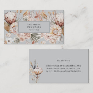 Carte De Visite Boho Fleur sauvage Cream Terracotta Gris Professio