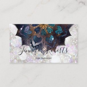 Carte De Visite Boho Floral Bleu Or Mandala Chic Parties scintilla