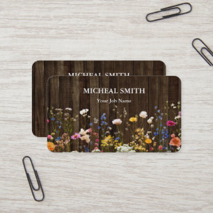 Carte De Visite Boho Floral Bois Moderne