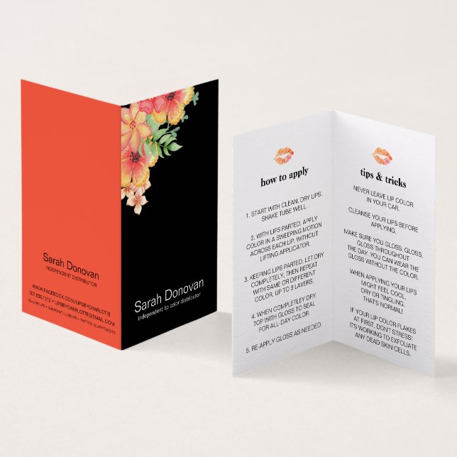 Carte De Visite Boho Floral Lip Produit Distributeur Conseils et a (Intérieur et extérieur)