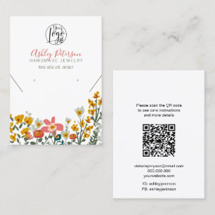 Carte De Visite Boho floral logo bijoux oreille collier Qr code