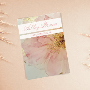 Carte De Visite Boho Floral rose bijoux artisanal Écran d'oreille