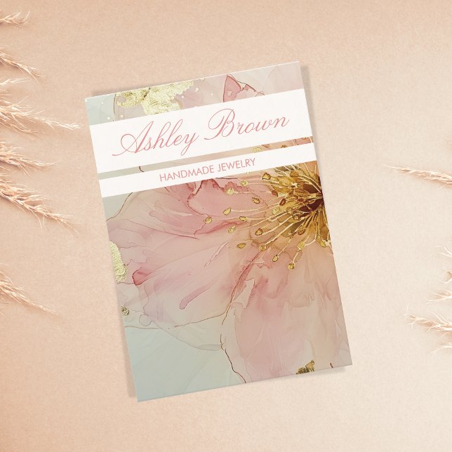 Carte De Visite Boho Floral rose bijoux artisanal Écran d'oreille (Créateur téléchargé)