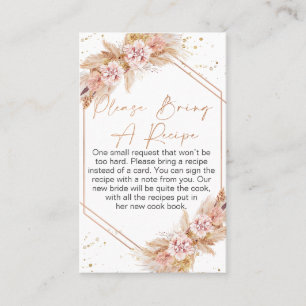 Carte De Visite Boho Floral Rose Gold Apportez Une Recette Insérer