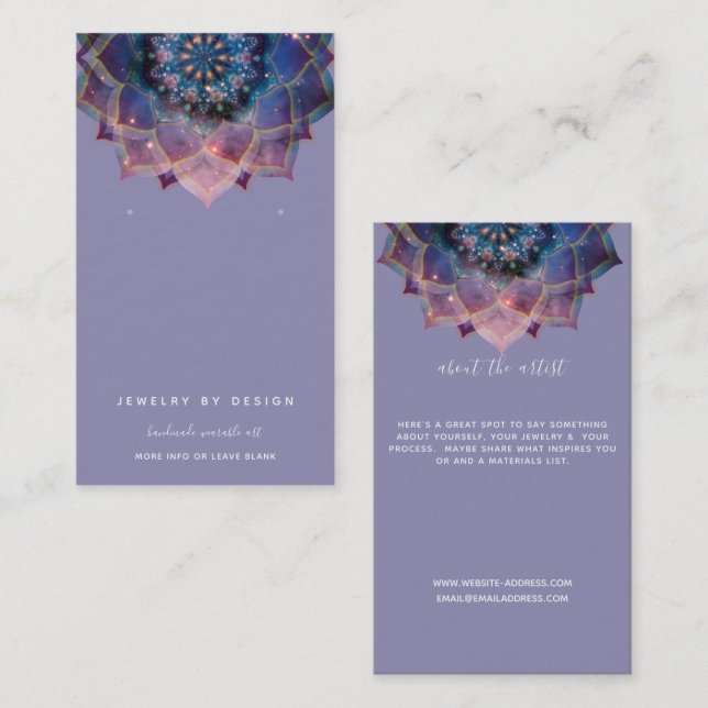 Carte De Visite Boho Nebula Bloom | Conception de Mandala (Devant / Derrière)