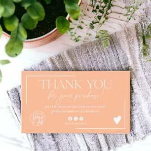 Carte De Visite Boho peach script ordre merci