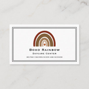 Carte De Visite Boho Rainbow Heart Garderie Noir Blanc Noir Blanc