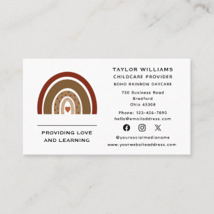 Carte De Visite Boho Rainbow Heart garderie Nursery Social Media