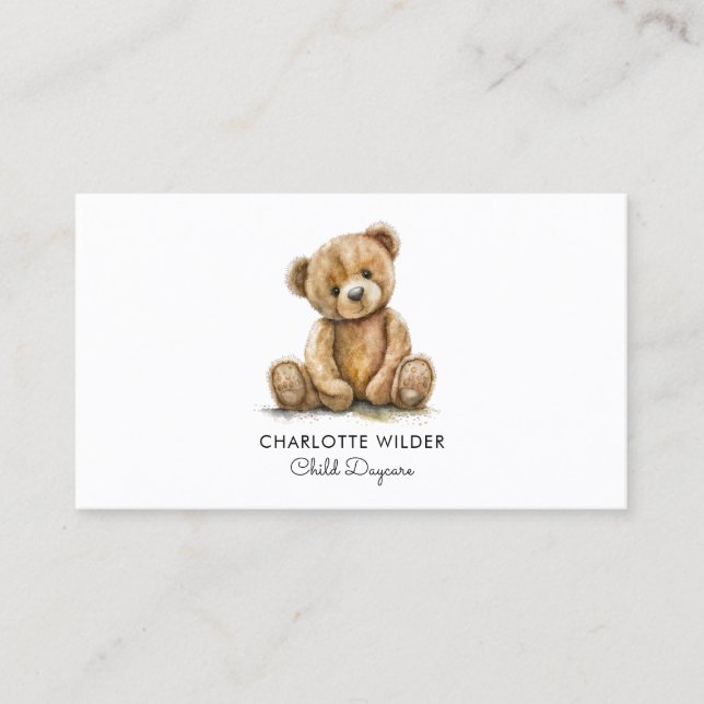 Carte De Visite Boho Rainbow Teddy Bear Garderie (Devant)