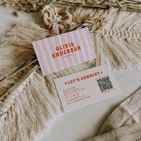 Boho rose rétro Super Pinstripes Girl QR Code