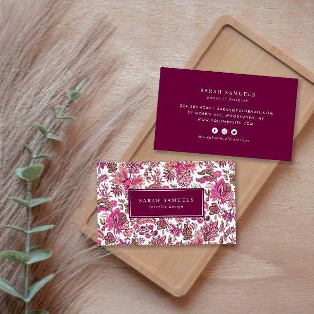 Carte De Visite Boho rose Vintage Floral (Créateur téléchargé)