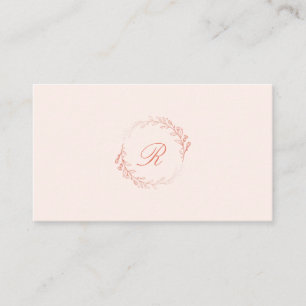 Carte De Visite Boho rougissent monogramme floral de guirlande de
