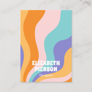 Carte De Visite Boho Super coloré rétro Rainbow Qr Code