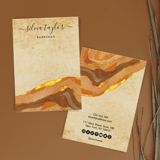 Carte De Visite Boho Terracotta Designer Bijoux Détenteur social (Créateur téléchargé)