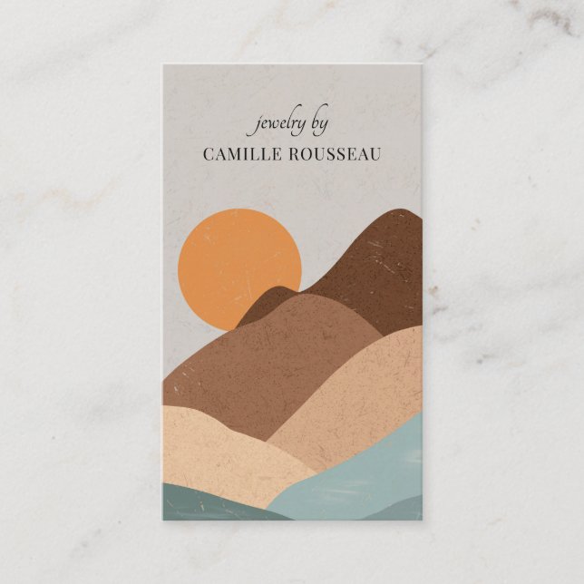 Carte De Visite Boho Terracotta Sun Mountains Bijoux artisanaux (Devant)