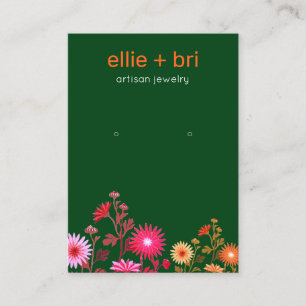 Carte De Visite Boho vert floral à oreille bijouterie