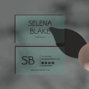 Carte De Visite Boho vert minimaliste   Branché Retro chic